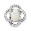 Sterling Silver Rhodium Plated CZ and Lab Created Opal Chain Slide Pendant QP5096