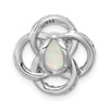 Sterling Silver Rhodium Plated CZ and Lab Created Opal Chain Slide Pendant QP5096