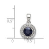 Sterling Silver Rhodium Plated White Topaz & Sapphire Pendant QP2995S