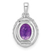 Sterling Silver Rhodium-plated Oval 1.75 Amethyst/White Topaz Pendant