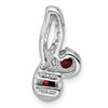 Sterling Silver Rhodium-plated Double Circle .84ctw Garnet/White Topaz Pendant