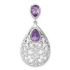 Sterling Silver Rhodium-plated Polished Amethyst Pendant