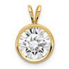 14k Yellow Gold 8mm Cubic Zirconia Bezel Pendant