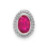 14k White Gold Oval Ruby Chain Slide Pendant