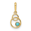 14k Yellow Gold Simulated Turquoise Circle Pendant