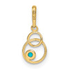 14k Yellow Gold Simulated Turquoise Circle Pendant