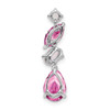 14k White Gold Created Pink Sapphire and Opal Chain Slide Pendant
