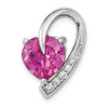 14k White Gold 1/8ctw. Diamond and Created Pink Sapphire Chain Slide Pendant