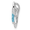 Sterling Silver Rhodium-plate Light Swiss Blue Topaz Diamond Chain Slide Pendant