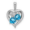 Sterling Silver Rhodium-plated Blue Topaz Diamond Pendant QP3139BT