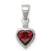 Sterling Silver Rhodium Garnet Diamond Pendant