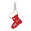 Sterling Silver Polished Enameled HO HO HO Stocking Pendant