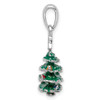 Sterling Silver Polished 3D Enameled Christmas Tree Pendant