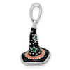 Sterling Silver Polished 3D Enameled Witch Hat Pendant