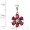 Sterling Silver Rhodium Garnet & Diamond Flower Pendant