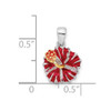 Sterling Silver Polished Enameled Red Hibiscus Pendant