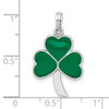 Sterling Silver Polished Enameled Shamrock Pendant