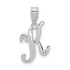 14k White Gold Script Letter K Initial Pendant