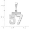 14k White Gold Small Polished Number 57 Pendant