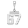 14k White Gold Small Polished Number 67 Pendant