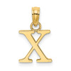 14k Yellow Gold Polished Block Letter X Initial Pendant