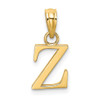 14k Yellow Gold Polished Block Letter Z Initial Pendant