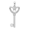 Sterling Silver Polish 3D KEY TO MY HEART Pretzel Top Key Pendant