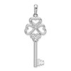 Sterling Silver Polish 3D KEY TO MY HEART Heart Top Key Pendant