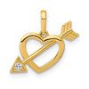 14k Yellow Gold Polished Cut out Heart with Arrow CZ Pendant