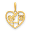 14K Two-tone Gold Heart with CZ Pendant