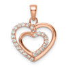 Pink Sterling Silver CZ Double Heart Pendant