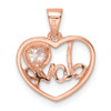 Pink Sterling Silver CZ Love Heart Pendant