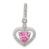 Sterling Silver Polished Clear CZ and Pink CZ Heart Slide Pendant