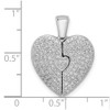 Sterling Silver Polished Rhodium-plated CZ Opening Heart Pendant