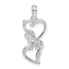 Sterling Silver Rhodium-plated Polished Double Hearts Filigree Pendant