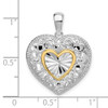 Sterling Silver Polished Fancy Heart w/14k Yellow Gold Accent Pendant