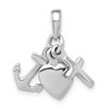 Sterling Silver Polished 3D Moveable Anchor,Heart,Cross Pendant