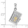 Sterling Silver Textured 3D Lords Prayer Holy Bible w/14k Yellow Gold Pendant