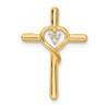 14k Yellow Gold Polished Cross with Heart Diamond Chain Slide Pendant