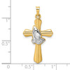 14k Two-Tone Gold Polished Hollow Praying Hands Cross Pendant