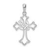 Sterling Silver Polished Cut-out Fleur de Lis Cross w/Dove Pendant