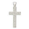 Sterling Silver Polished Greek Key Hollow Latin Cross Pendant