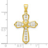 Sterling Silver Gold-Tone CZ Cross Pendant