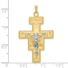 14k Two-tone Gold Polished Fancy Solid Cross Pendant