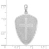 Sterling Silver Textured Cross Shield Joshua 1:9 on Reverse Pendant