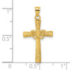 14k Yellow Gold Cross with Double Hearts CZ Pendant