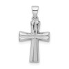 Sterling Silver Rhodium Polished Cross Pendant QC11098