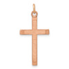 Sterling Silver Rose Gold-plated Polished and Brushed Tapered Cross Pendant