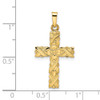 14k Yellow Gold Polished and Textured Solid Floral Cross Pendant XR1904