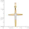 14k Two-tone Gold Polished Solid Double Cross Pendant XR1972